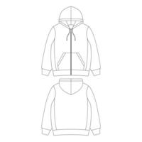 modelo zip hoodie ilustração vetorial design plano contorno roupas vetor