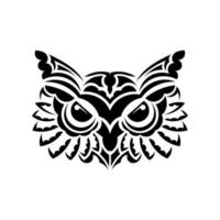 o rosto de uma coruja dos padrões da polinésia. isolado no fundo branco. vetor