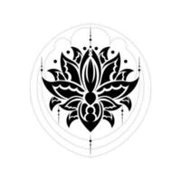 tatuagem de flor de lótus, yoga ou elemento decorativo zen no estilo boho. vetor