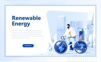 Design de página web plana de energias renováveis vetor