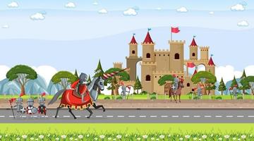 cena da cidade medieval em estilo cartoon vetor