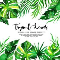 fundo de folhas tropicais em aquarela vetor