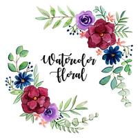 Aquarela Floral e coleção de folhas vetor