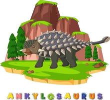 cartão de palavras de dinossauro para anquilossauro vetor