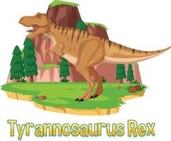 cartão de palavras de dinossauro para tiranossauro rex vetor