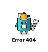 erro 404 com o mascote bonito mais leve vetor
