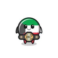 o mascote da bandeira do kuwait lutador mma com um cinto vetor