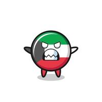 expressão irada do personagem mascote da bandeira do kuwait vetor