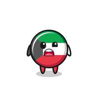 o rosto chocado do mascote bonito da bandeira do kuwait vetor