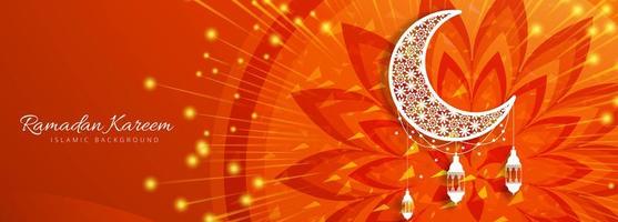 Ramadan kareem banner vermelho laranja vetor