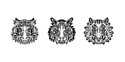 tatuagem de rosto de tigre em estilo maori. cara de tigre boho. bom para estampas, vestuário e têxteis. vetor