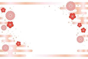 Modelo de cartão-de-rosa japonês sem costura ano novo. vetor
