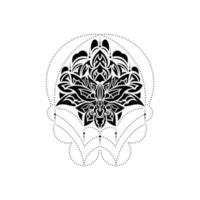 formas de tatuagem de lótus ou nenúfar, elementos gráficos em preto sobre fundo branco, ornamentos modernos indianos. ilustração vetorial. vetor