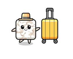 ilustração de desenhos animados de telha cerâmica com bagagem de férias vetor