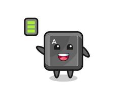 personagem de mascote de botão de teclado com gesto energético vetor