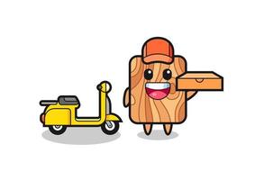 ilustração de personagem de madeira de prancha como entregador de pizza vetor