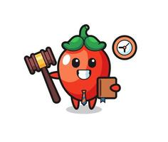 desenho de mascote de pimenta como juiz vetor