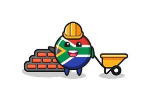 personagem de desenho animado da áfrica do sul como construtor vetor