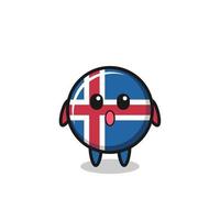 a expressão espantada do desenho animado da bandeira da islândia vetor