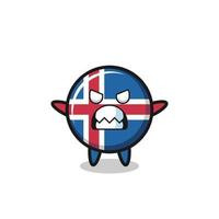 expressão irada do personagem mascote da bandeira da islândia vetor