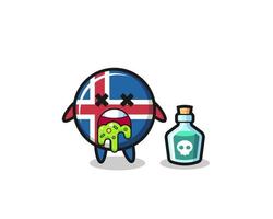 ilustração de um personagem da bandeira da Islândia vomitando devido a envenenamento