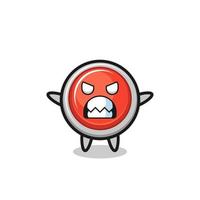 expressão irada do personagem mascote do botão de pânico de emergência vetor