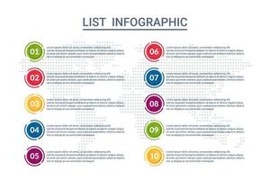 lista infográfico design com fundo de mapa do mundo