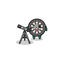 mascote de astrônomo de dardos com um telescópio moderno vetor