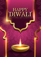 Festival Hindu de Diwali cartão com elementos modernos vetor