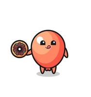 ilustração de um personagem de balão comendo um donut vetor