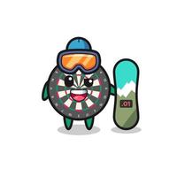 ilustração do personagem de dardos com estilo de snowboard vetor