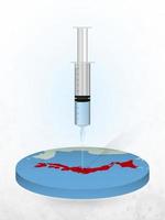 vacinação do japão, injeção de uma seringa em um mapa do japão. vetor