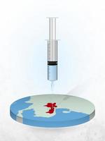 vacinação do laos, injeção de uma seringa em um mapa do laos. vetor