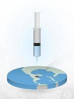 vacinação de belize, injeção de uma seringa em um mapa de belize. vetor