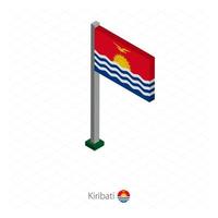 bandeira de kiribati no mastro em dimensão isométrica. vetor