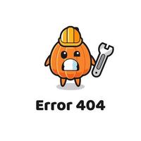 erro 404 com o mascote de abóbora fofo vetor