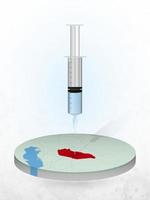 vacinação da Hungria, injeção de uma seringa em um mapa da Hungria. vetor