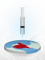 vacinação da espanha, injeção de uma seringa em um mapa da espanha. vetor