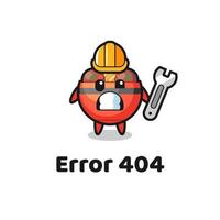 erro 404 com o mascote bonito da tigela de almôndega vetor