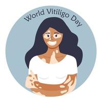 a menina bonita com doença de pele. dia mundial do vitiligo. problema de despigmentação. solidariedade humana. vetor