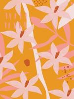 folhas e flores vetor padrão de fundo. papel de parede de design de folhagem. inspirado na natureza, design de textura botânica para impressão, artes de parede, papel de parede, cartão, tecido