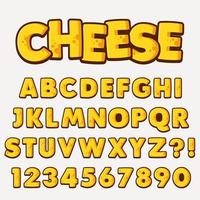 Conjunto de alfabeto de design de estilo de queijo