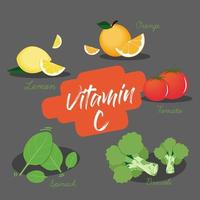 conjunto de elemento de vitamina c vetor