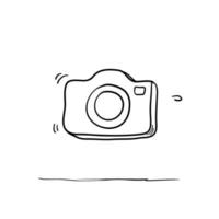 ícone de vetor de câmera fotográfica com vetor de estilo doodle desenhado à mão isolado no branco