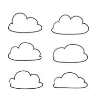 ícone de nuvem com ilustração de estilo de desenho animado doodle desenhado à mão isolado no fundo branco vetor
