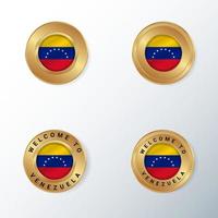 ícone de distintivo dourado com bandeira do país venezuela.