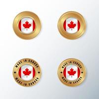 ícone de distintivo dourado com bandeira do país do Canadá. vetor