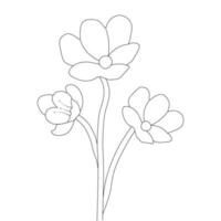 ilustração vetorial de flor isolada no fundo branco para colorir a página do livro vetor