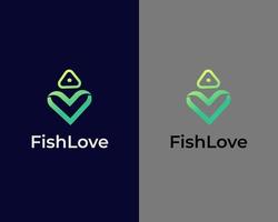 peixe com modelo de design de logotipo de amor vetor