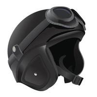 capacete preto realista, sobre um fundo branco. ilustração vetorial vetor